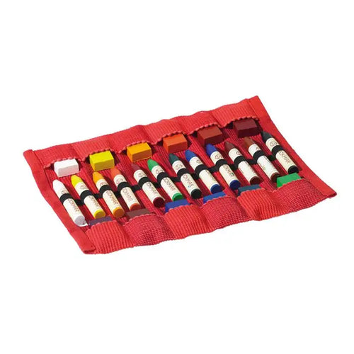 Crayon Cotton Roll-Up, 12 Sticks and 12 Blocks - Red