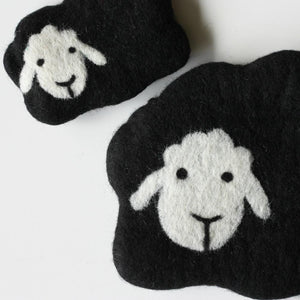 FRABJOUS FIBERS: Black Bag/White Sheep, Mini Felt bag
