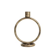 Foreside Home & Garden - Kacela Brass Round Sculpture Taper Candle Holder Metal