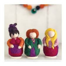Sheep Farm Felt - Halloween Sisters, Sisters + Cat + Cauldron (5-Piece Set)